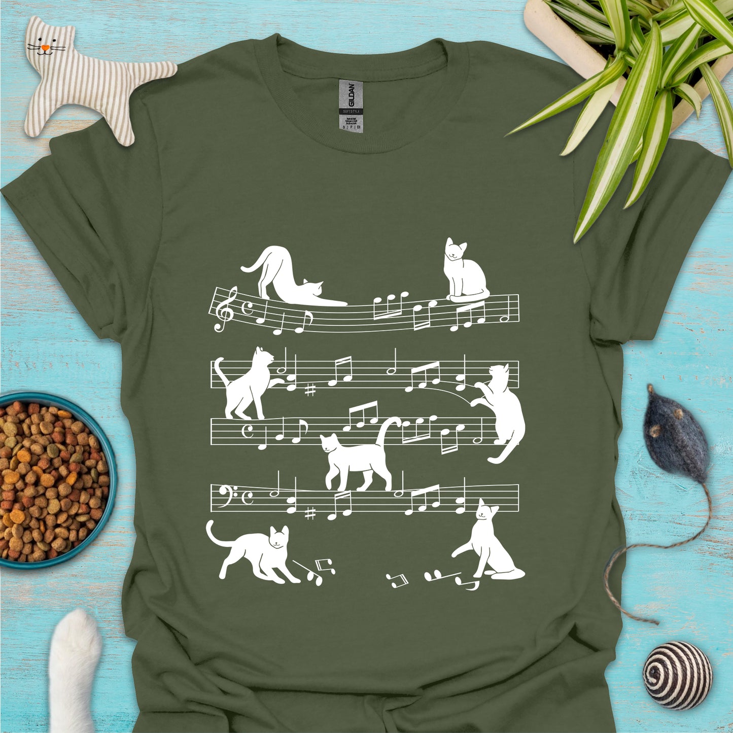 Cat Melody Music Sheet T-shirt