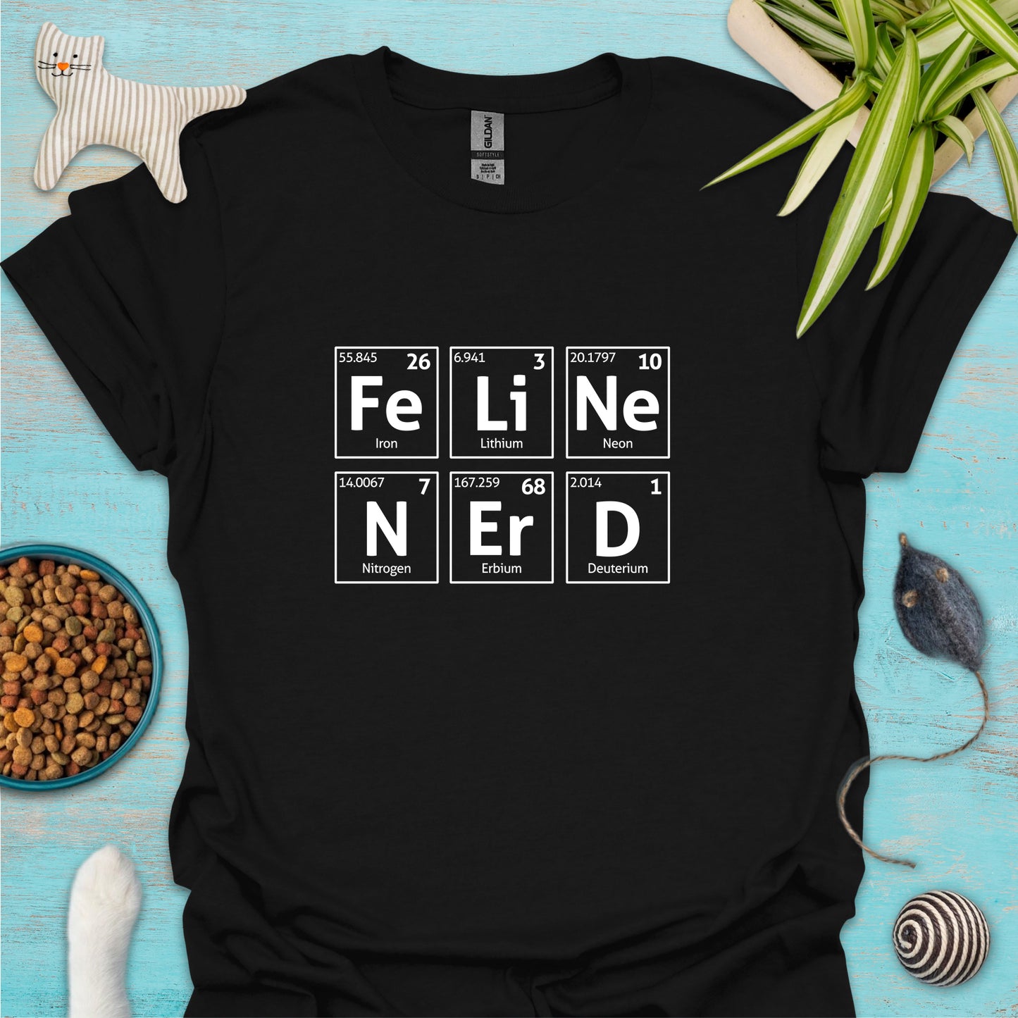 Feline Nerd Chemistry Elements Unisex T-shirt