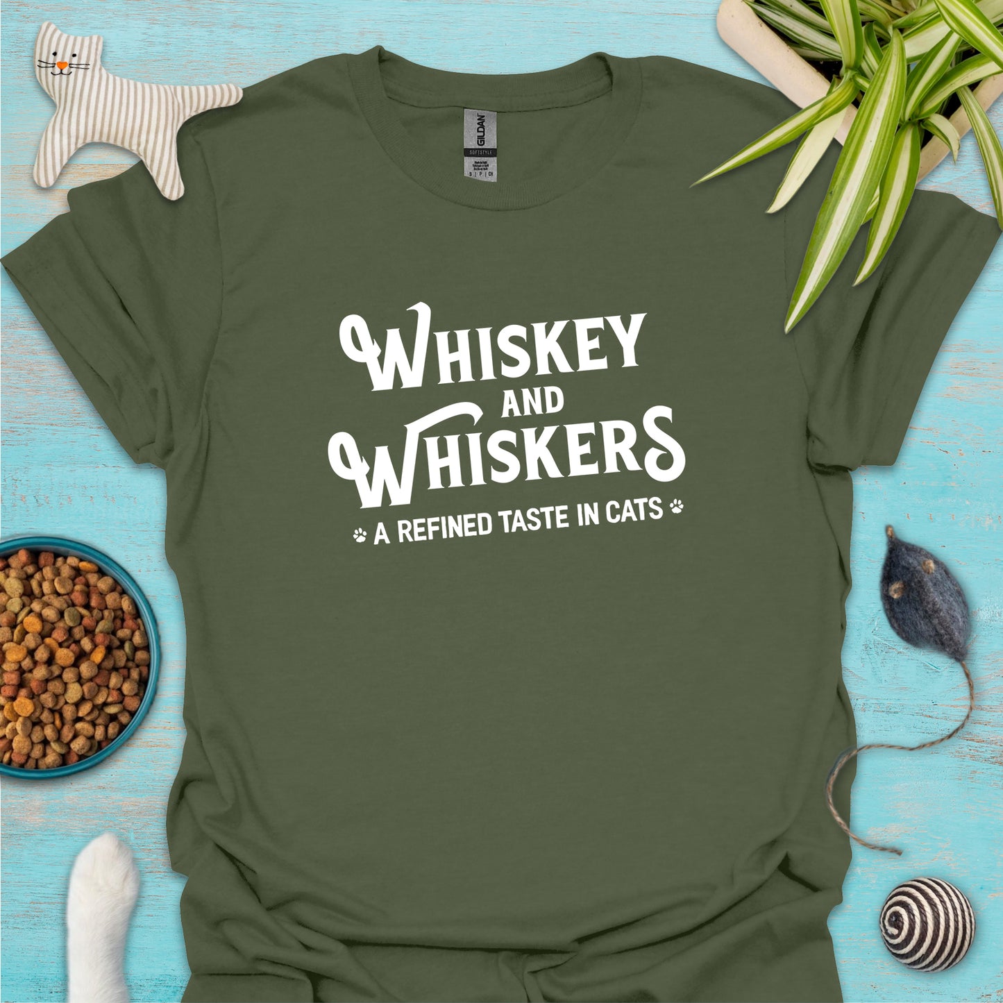 Whiskey and Whiskers: A Refined Taste in Cats T-shirt