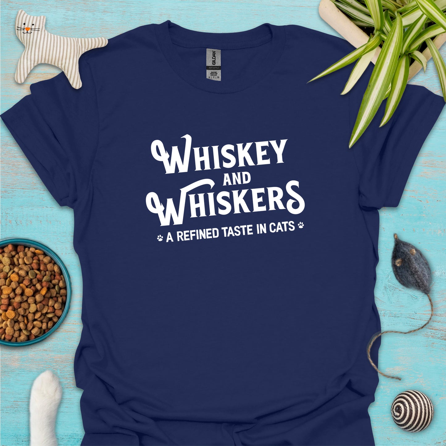 Whiskey and Whiskers: A Refined Taste in Cats T-shirt