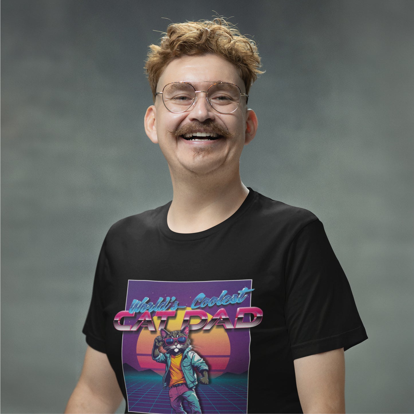 World's Coolest Cat Dad 80's Retro T-shirt