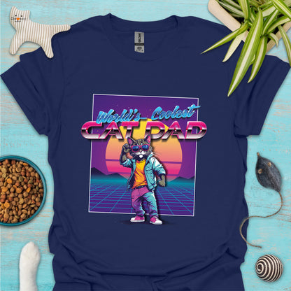 World's Coolest Cat Dad 80's Retro T-shirt