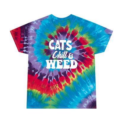 Cats, Chill & Weed Spiral Tie-Dye T-shirt