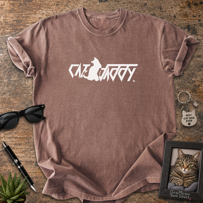 Espresso Comfort Colors 1717 t-shirt with a "Cat Daddy" graphic. One Meow Two Souls brand.