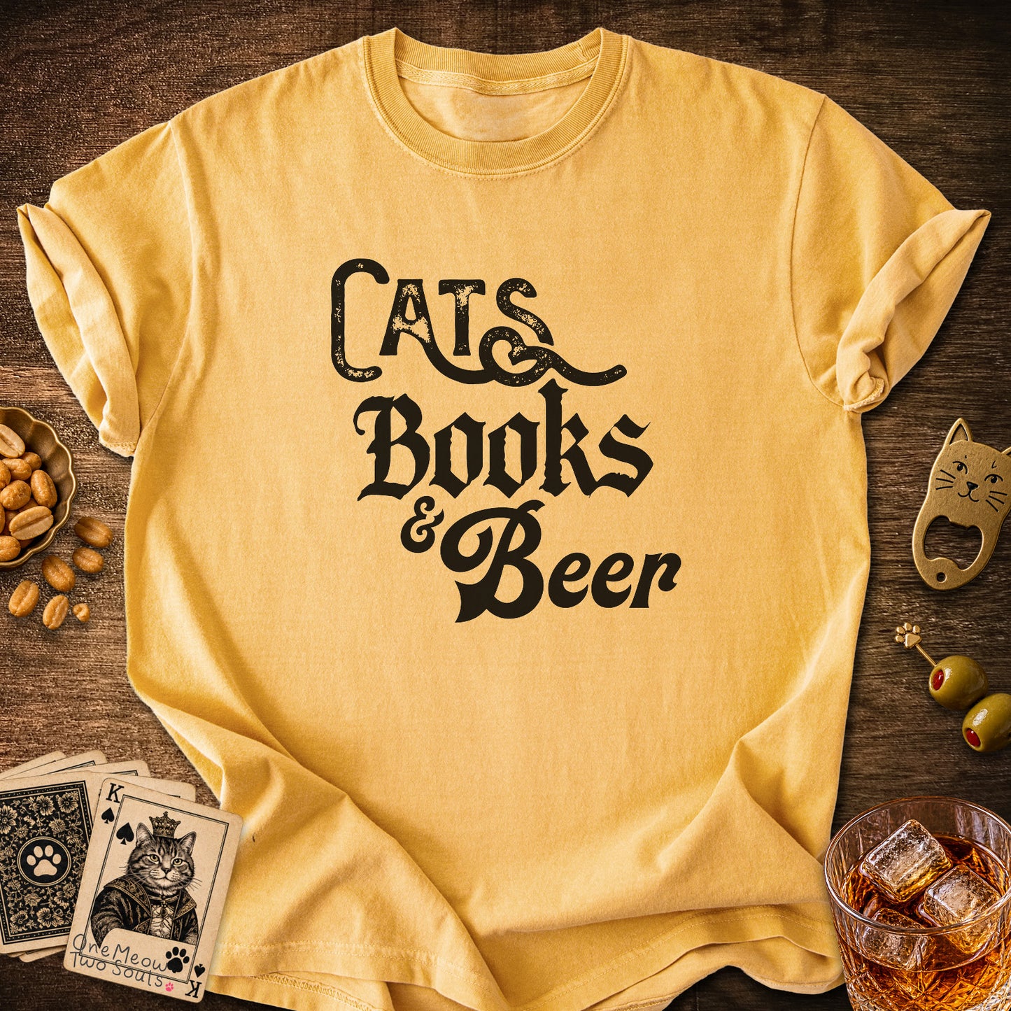 Cats Books Beer T-Shirt