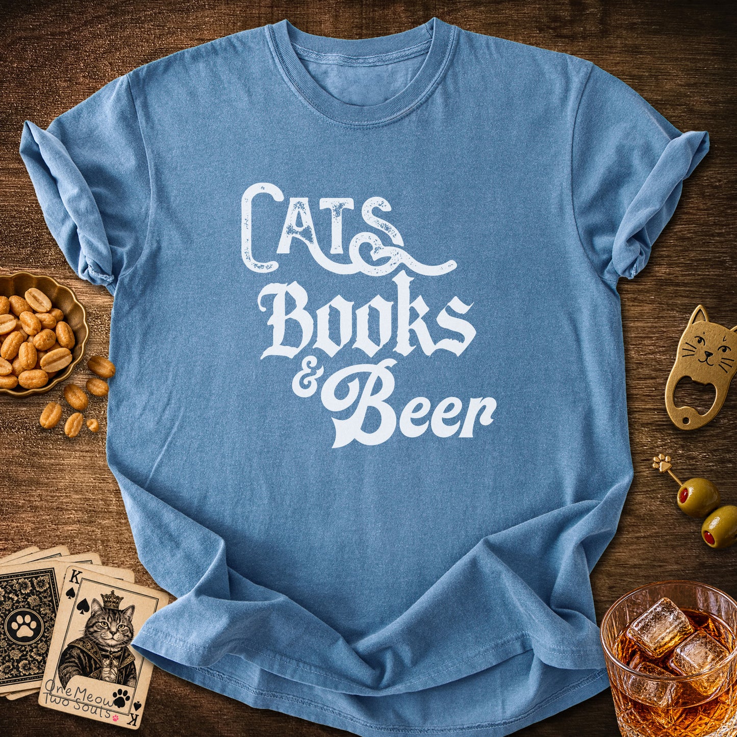Cats Books Beer T-Shirt