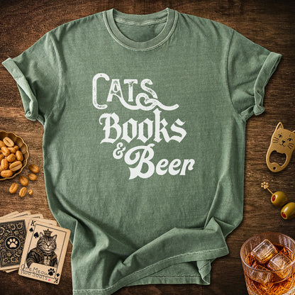 Cats Books Beer T-Shirt