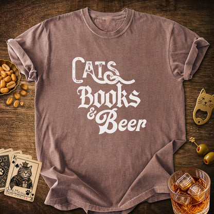 Cats Books Beer T-Shirt