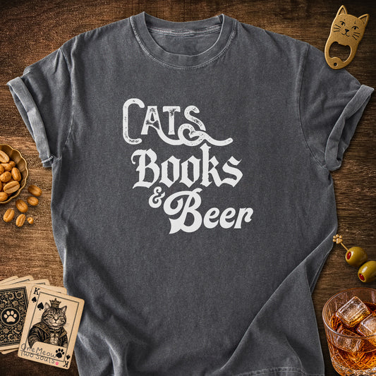 Cats Books Beer T-Shirt
