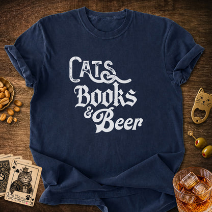 Cats Books Beer T-Shirt