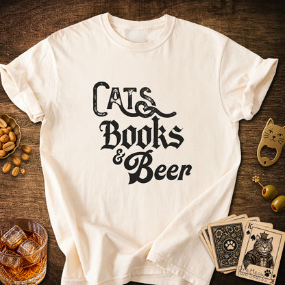 Cats Books Beer T-Shirt